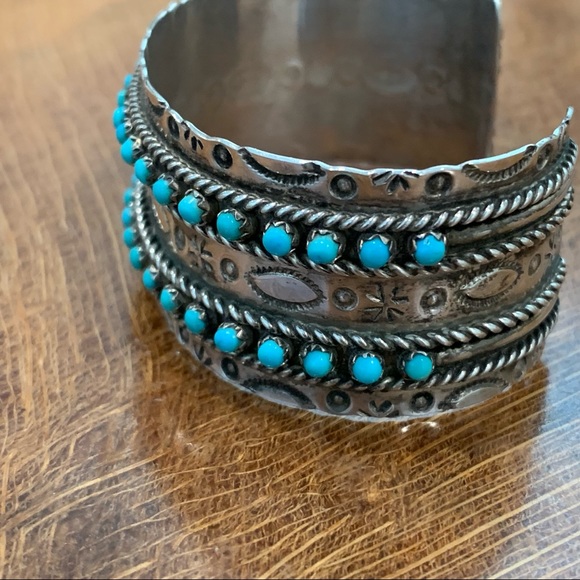 Native American Turquoise and Sterling Silver Cuff Bracelet - Picture 7 of 12